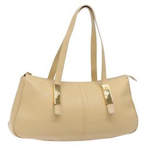 Authentic Gianni Versace Shoulder Bag Leather Beige Gold